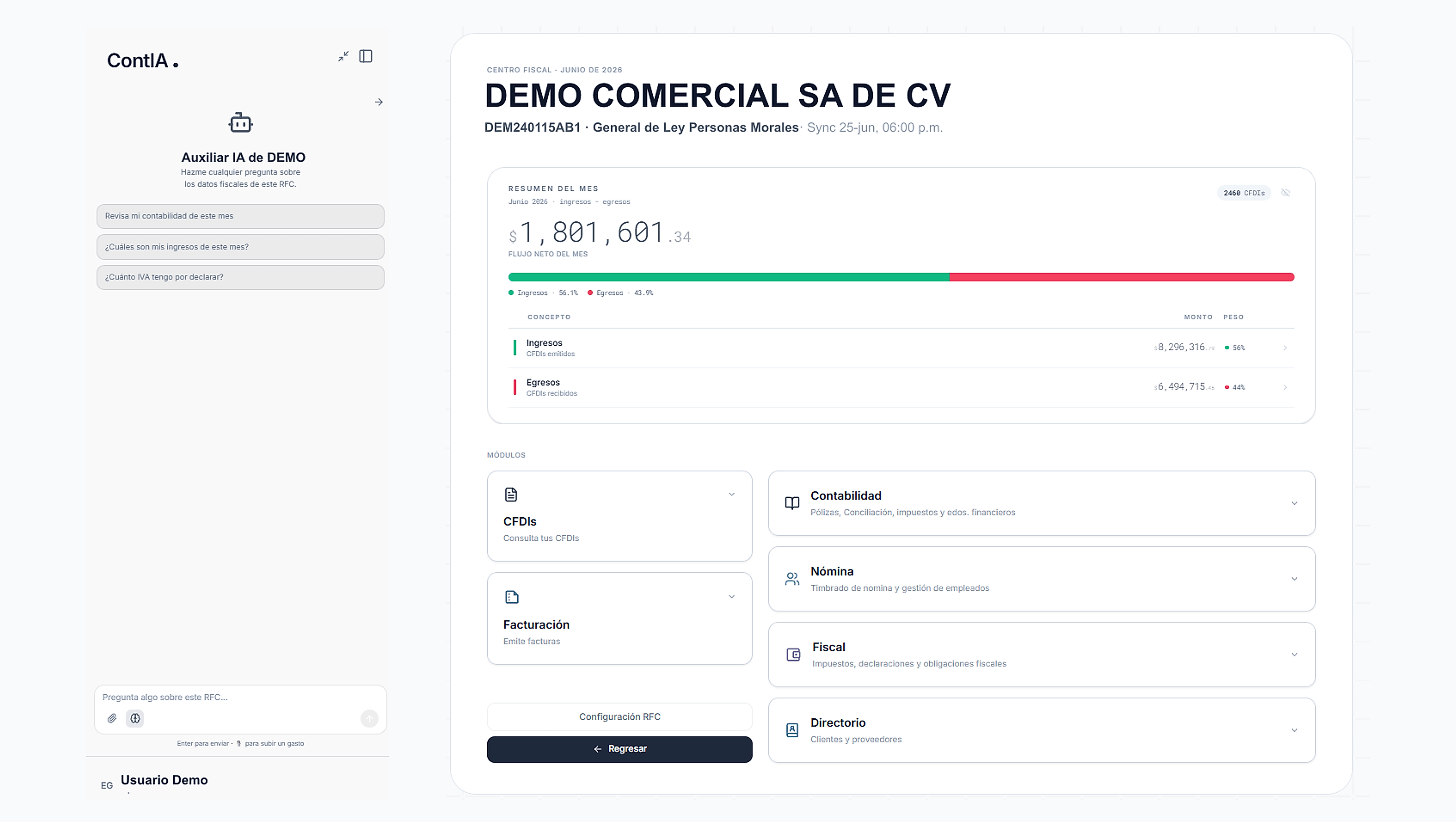 Panel de ContIA: contabilidad automatizada en la nube